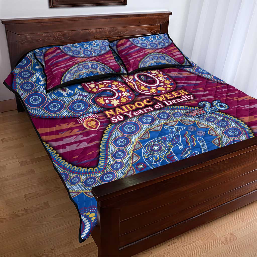 Brisbane Lions NAIDOC Week 2026 Quilt Bed Set Australian Aboriginal Dot Art Dreamtime Pattern Style