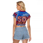 Brisbane Lions NAIDOC Week 2026 Raglan Cropped T Shirt Australian Aboriginal Dot Art Dreamtime Pattern Style