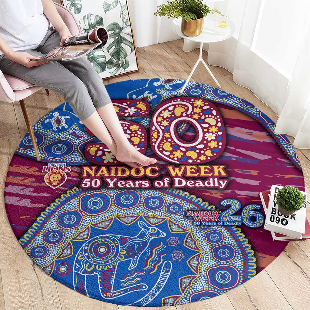 Brisbane Lions NAIDOC Week 2026 Round Carpet Australian Aboriginal Dot Art Dreamtime Pattern Style