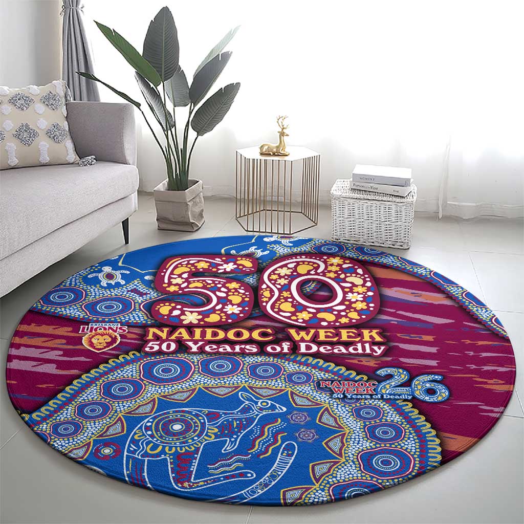 Brisbane Lions NAIDOC Week 2026 Round Carpet Australian Aboriginal Dot Art Dreamtime Pattern Style