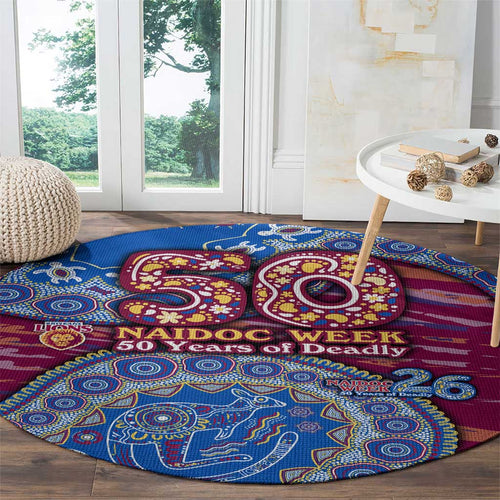 Brisbane Lions NAIDOC Week 2026 Round Carpet Australian Aboriginal Dot Art Dreamtime Pattern Style