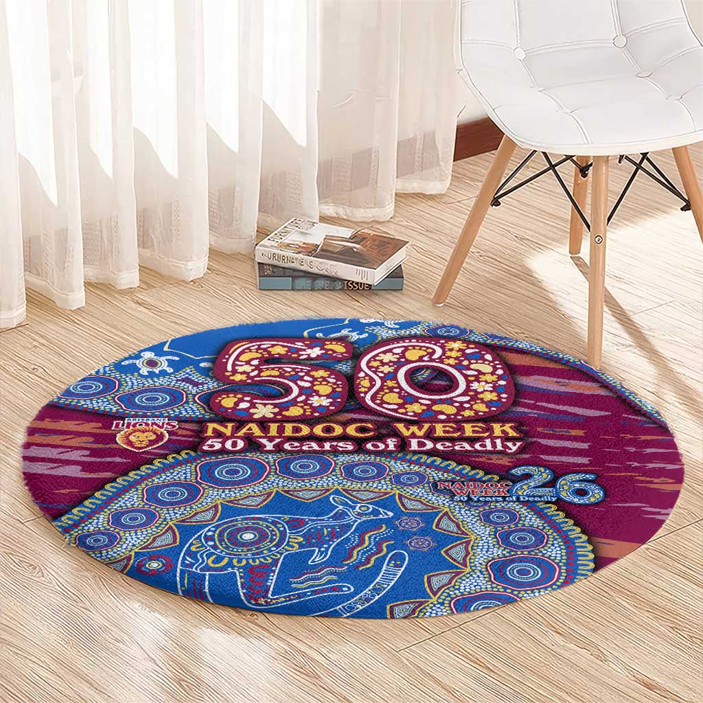 Brisbane Lions NAIDOC Week 2026 Round Carpet Australian Aboriginal Dot Art Dreamtime Pattern Style