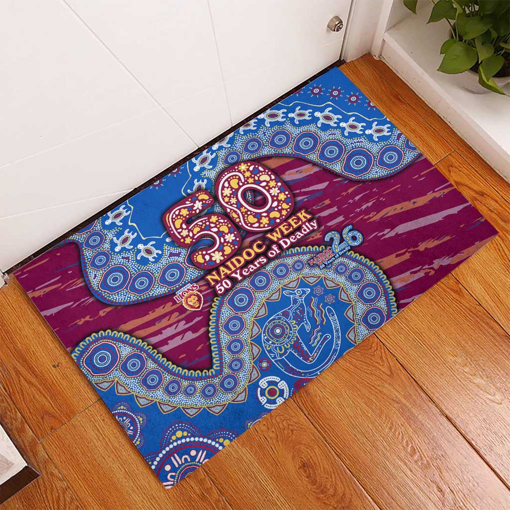 Brisbane Lions NAIDOC Week 2026 Rubber Doormat Australian Aboriginal Dot Art Dreamtime Pattern Style