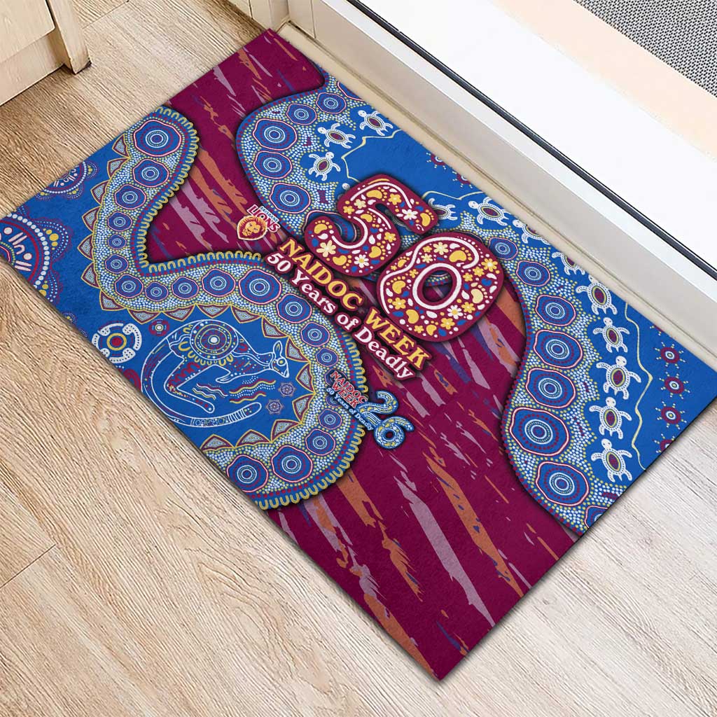 Brisbane Lions NAIDOC Week 2026 Rubber Doormat Australian Aboriginal Dot Art Dreamtime Pattern Style