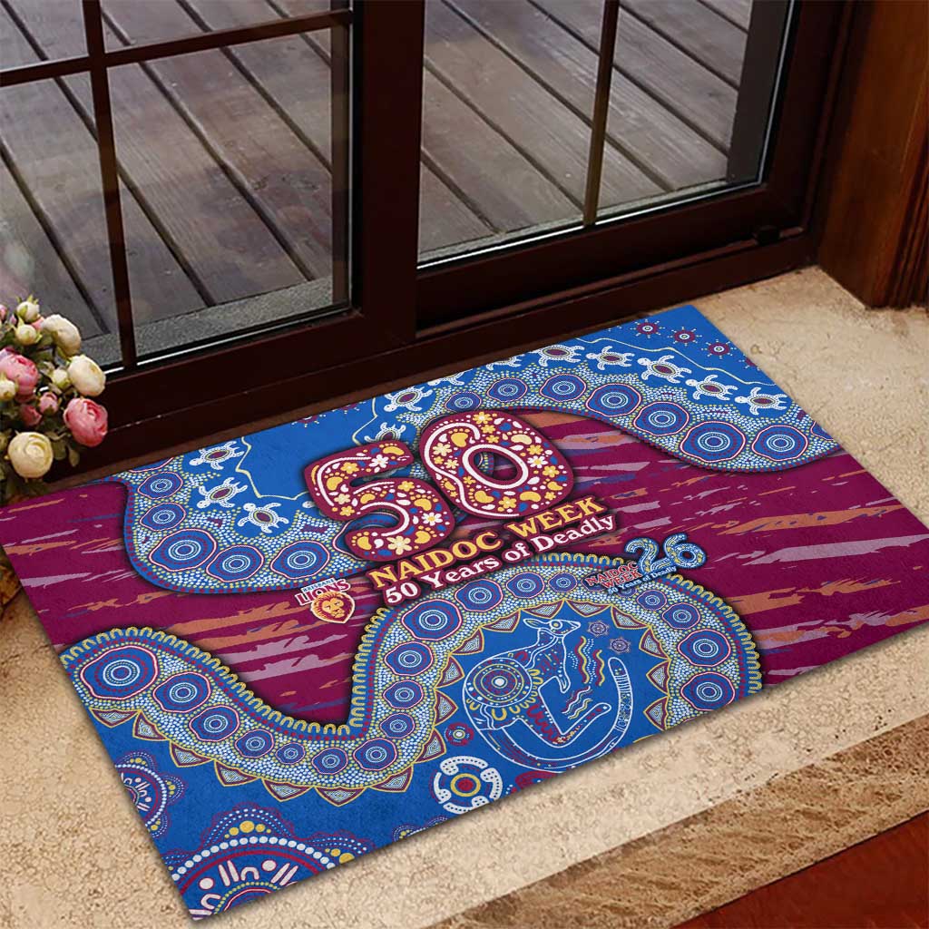 Brisbane Lions NAIDOC Week 2026 Rubber Doormat Australian Aboriginal Dot Art Dreamtime Pattern Style