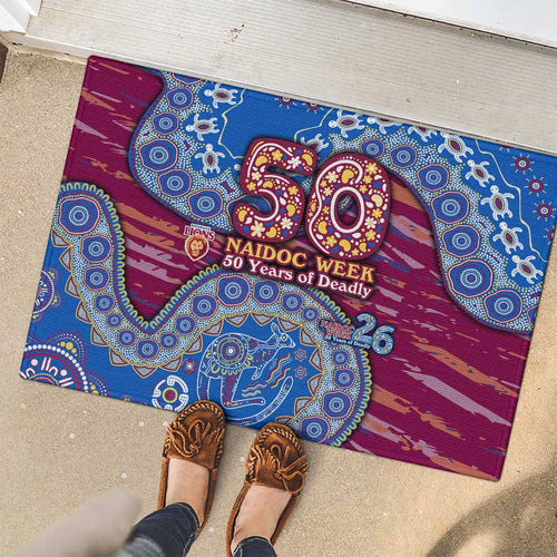 Brisbane Lions NAIDOC Week 2026 Rubber Doormat Australian Aboriginal Dot Art Dreamtime Pattern Style