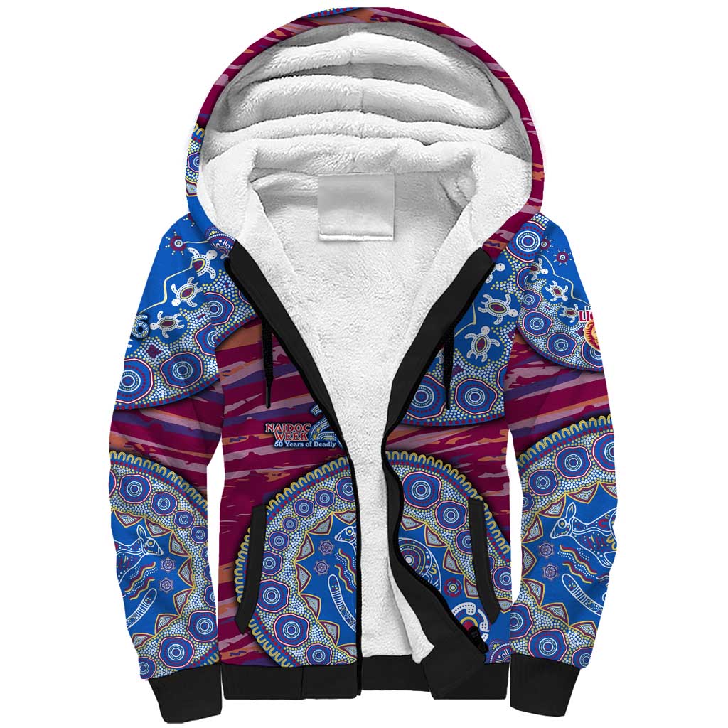 Brisbane Lions NAIDOC Week 2026 Sherpa Hoodie Australian Aboriginal Dot Art Dreamtime Pattern Style
