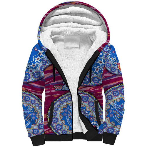 Brisbane Lions NAIDOC Week 2026 Sherpa Hoodie Australian Aboriginal Dot Art Dreamtime Pattern Style