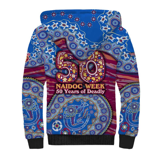Brisbane Lions NAIDOC Week 2026 Sherpa Hoodie Australian Aboriginal Dot Art Dreamtime Pattern Style