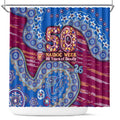 Brisbane Lions NAIDOC Week 2026 Shower Curtain Australian Aboriginal Dot Art Dreamtime Pattern Style