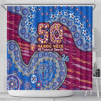 Brisbane Lions NAIDOC Week 2026 Shower Curtain Australian Aboriginal Dot Art Dreamtime Pattern Style