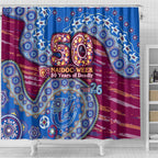 Brisbane Lions NAIDOC Week 2026 Shower Curtain Australian Aboriginal Dot Art Dreamtime Pattern Style