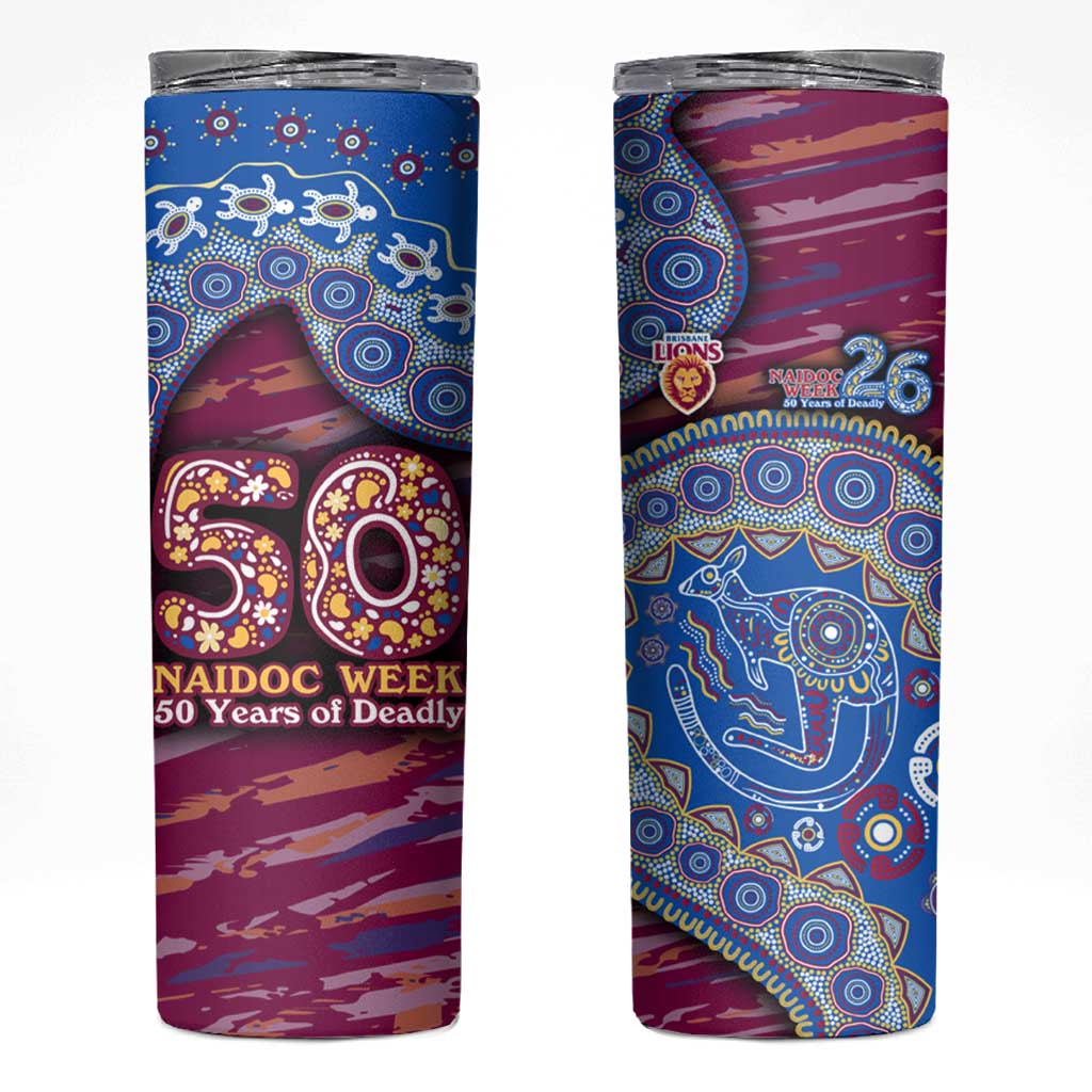 Brisbane Lions NAIDOC Week 2026 Skinny Tumbler Australian Aboriginal Dot Art Dreamtime Pattern Style