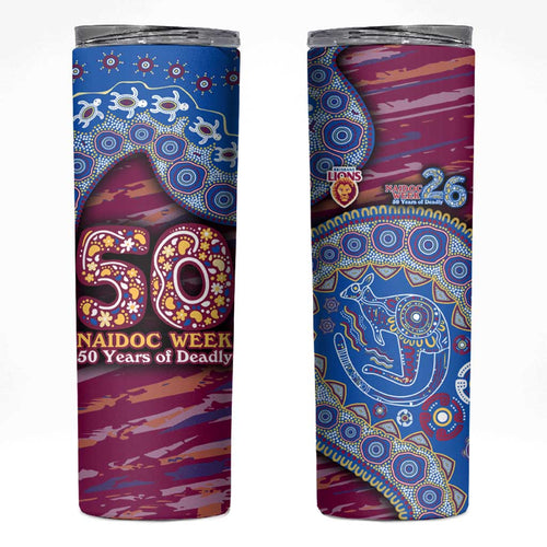Brisbane Lions NAIDOC Week 2026 Skinny Tumbler Australian Aboriginal Dot Art Dreamtime Pattern Style