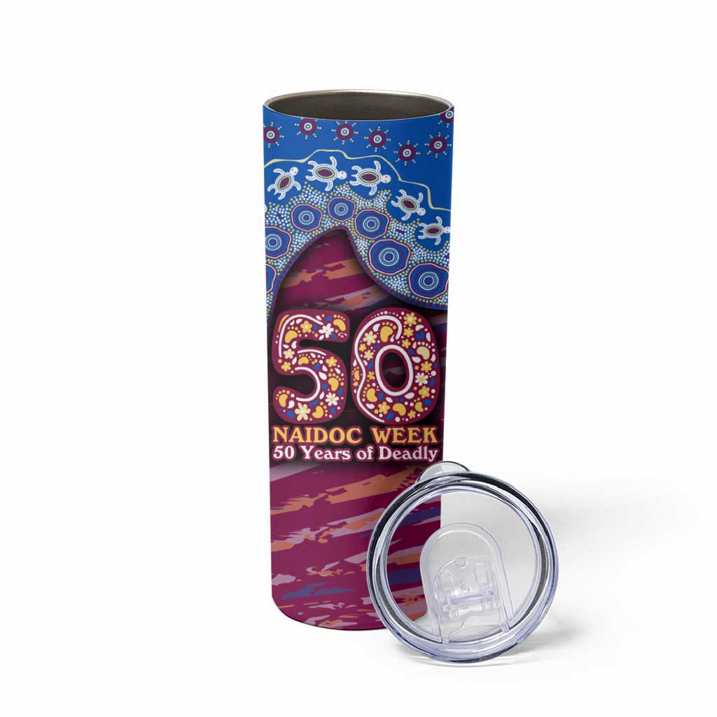Brisbane Lions NAIDOC Week 2026 Skinny Tumbler Australian Aboriginal Dot Art Dreamtime Pattern Style