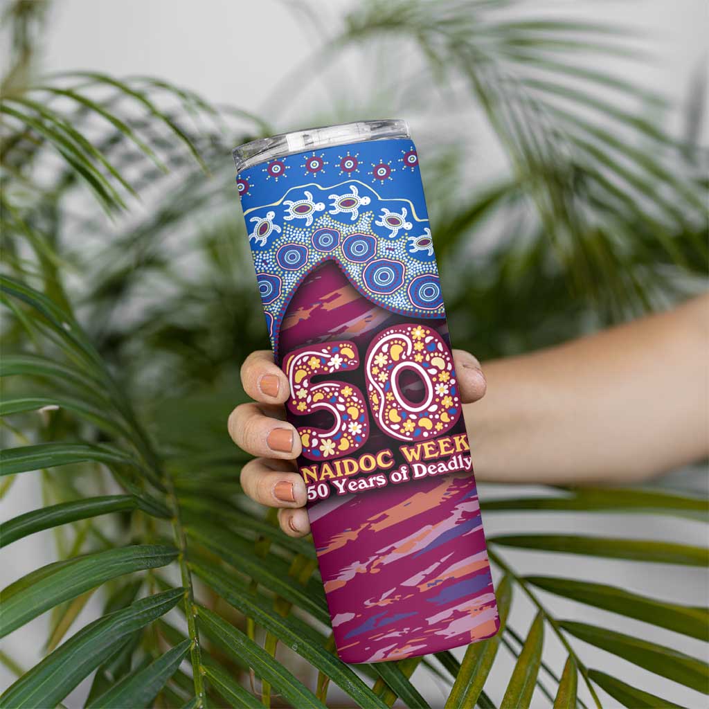 Brisbane Lions NAIDOC Week 2026 Skinny Tumbler Australian Aboriginal Dot Art Dreamtime Pattern Style