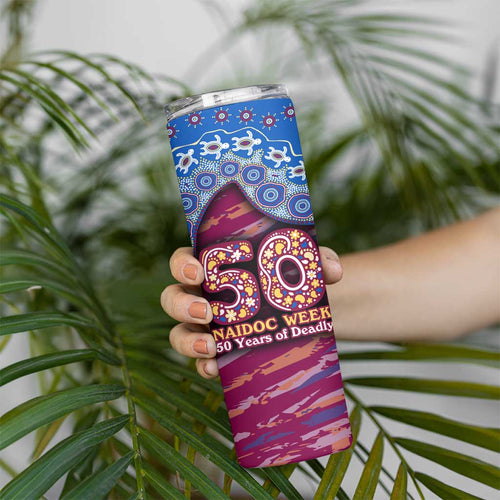 Brisbane Lions NAIDOC Week 2026 Skinny Tumbler Australian Aboriginal Dot Art Dreamtime Pattern Style