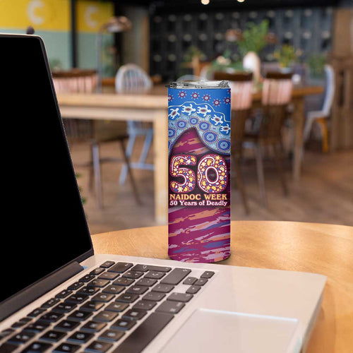 Brisbane Lions NAIDOC Week 2026 Skinny Tumbler Australian Aboriginal Dot Art Dreamtime Pattern Style