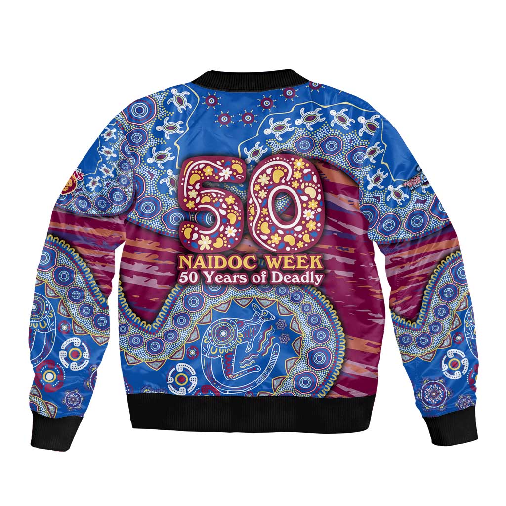 Brisbane Lions NAIDOC Week 2026 Sleeve Zip Bomber Jacket Australian Aboriginal Dot Art Dreamtime Pattern Style