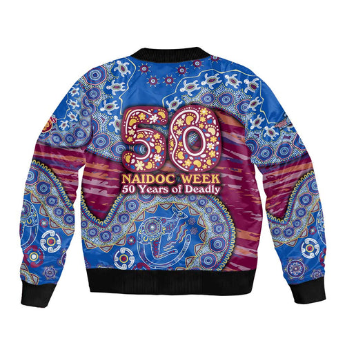 Brisbane Lions NAIDOC Week 2026 Sleeve Zip Bomber Jacket Australian Aboriginal Dot Art Dreamtime Pattern Style