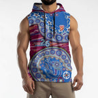 Brisbane Lions NAIDOC Week 2026 Sleeveless Hoodie Australian Aboriginal Dot Art Dreamtime Pattern Style