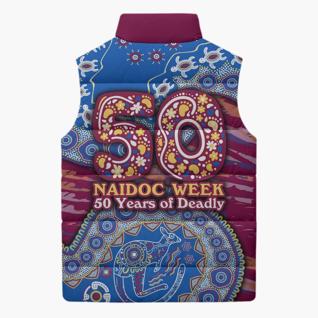 Brisbane Lions NAIDOC Week 2026 Sleeveless Puffer Jacket Australian Aboriginal Dot Art Dreamtime Pattern Style