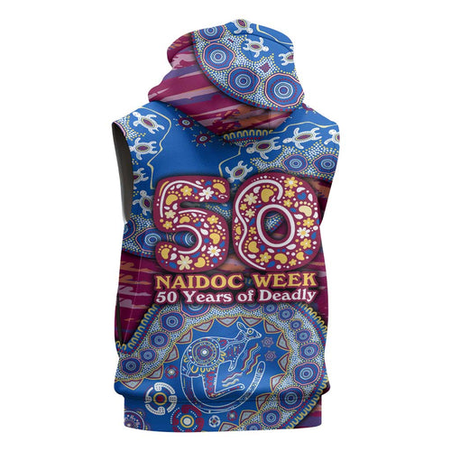 Brisbane Lions NAIDOC Week 2026 Sleeveless Zip Hoodie Australian Aboriginal Dot Art Dreamtime Pattern Style