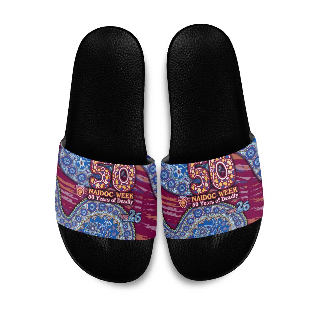 Brisbane Lions NAIDOC Week 2026 Slide Sandals Australian Aboriginal Dot Art Dreamtime Pattern Style