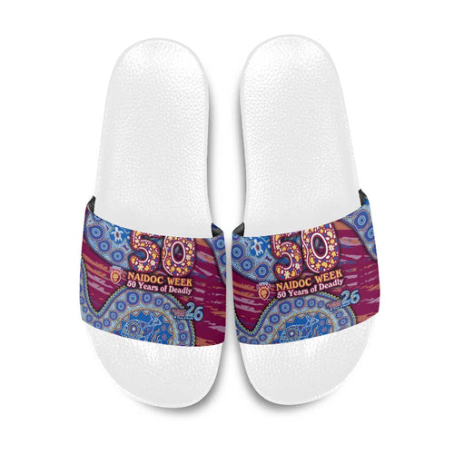 Brisbane Lions NAIDOC Week 2026 Slide Sandals Australian Aboriginal Dot Art Dreamtime Pattern Style