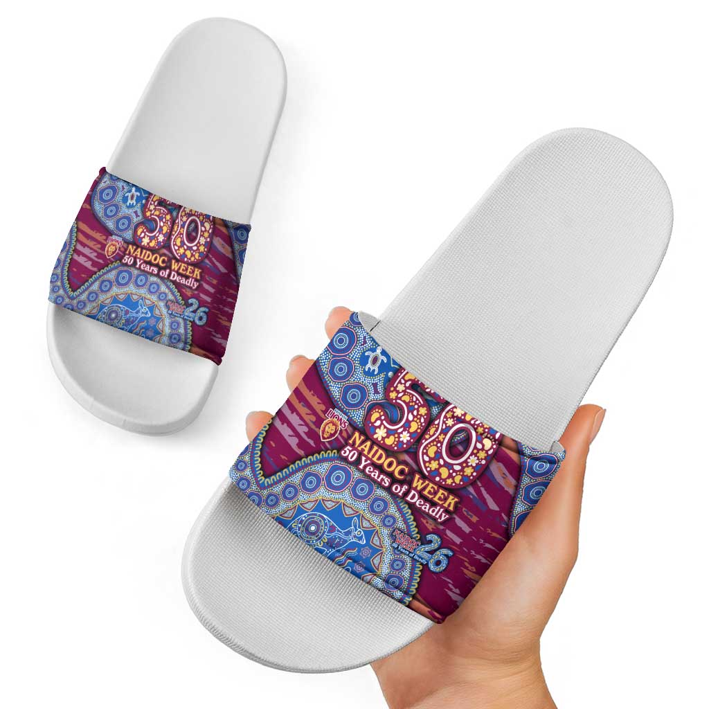 Brisbane Lions NAIDOC Week 2026 Slide Sandals Australian Aboriginal Dot Art Dreamtime Pattern Style