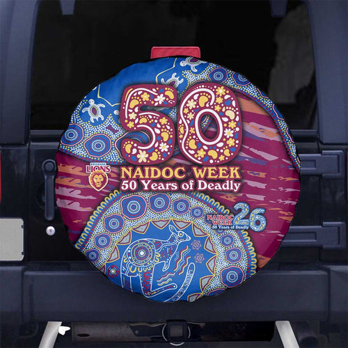 Brisbane Lions NAIDOC Week 2026 Spare Tire Cover Australian Aboriginal Dot Art Dreamtime Pattern Style