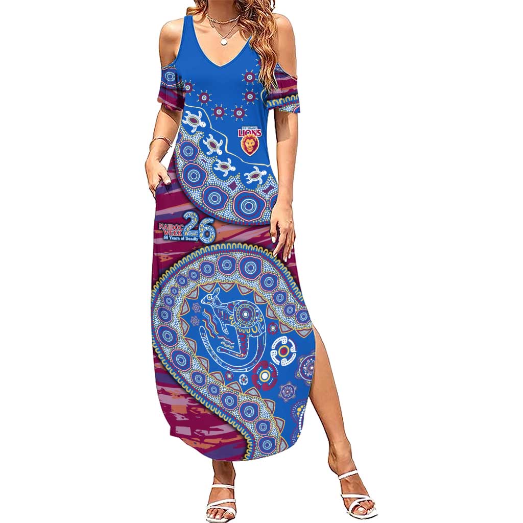 Brisbane Lions NAIDOC Week 2026 Summer Maxi Dress Australian Aboriginal Dot Art Dreamtime Pattern Style