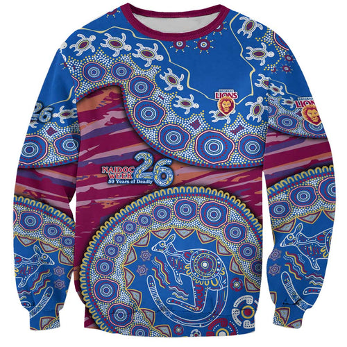 Brisbane Lions NAIDOC Week 2026 Sweatshirt Australian Aboriginal Dot Art Dreamtime Pattern Style