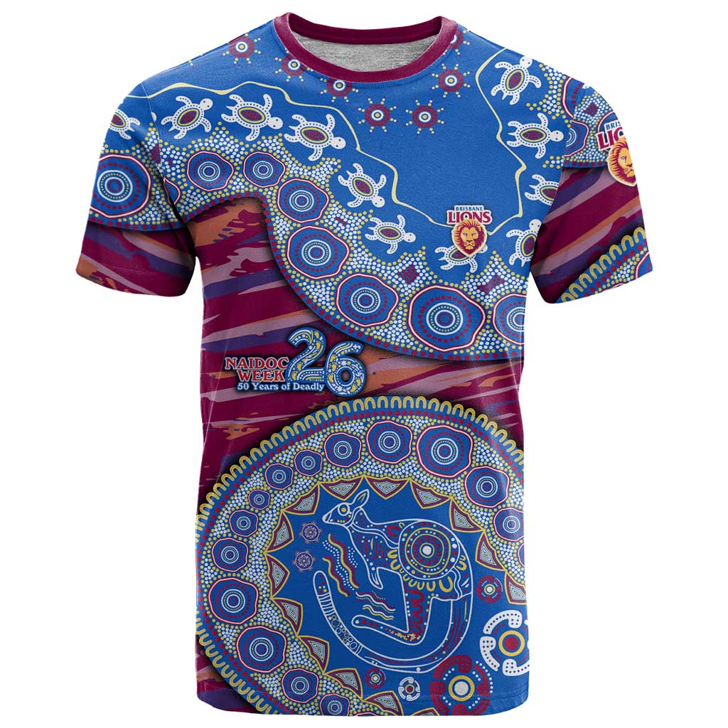 Brisbane Lions NAIDOC Week 2026 T Shirt Australian Aboriginal Dot Art Dreamtime Pattern Style