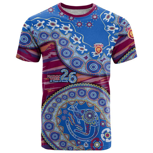 Brisbane Lions NAIDOC Week 2026 T Shirt Australian Aboriginal Dot Art Dreamtime Pattern Style