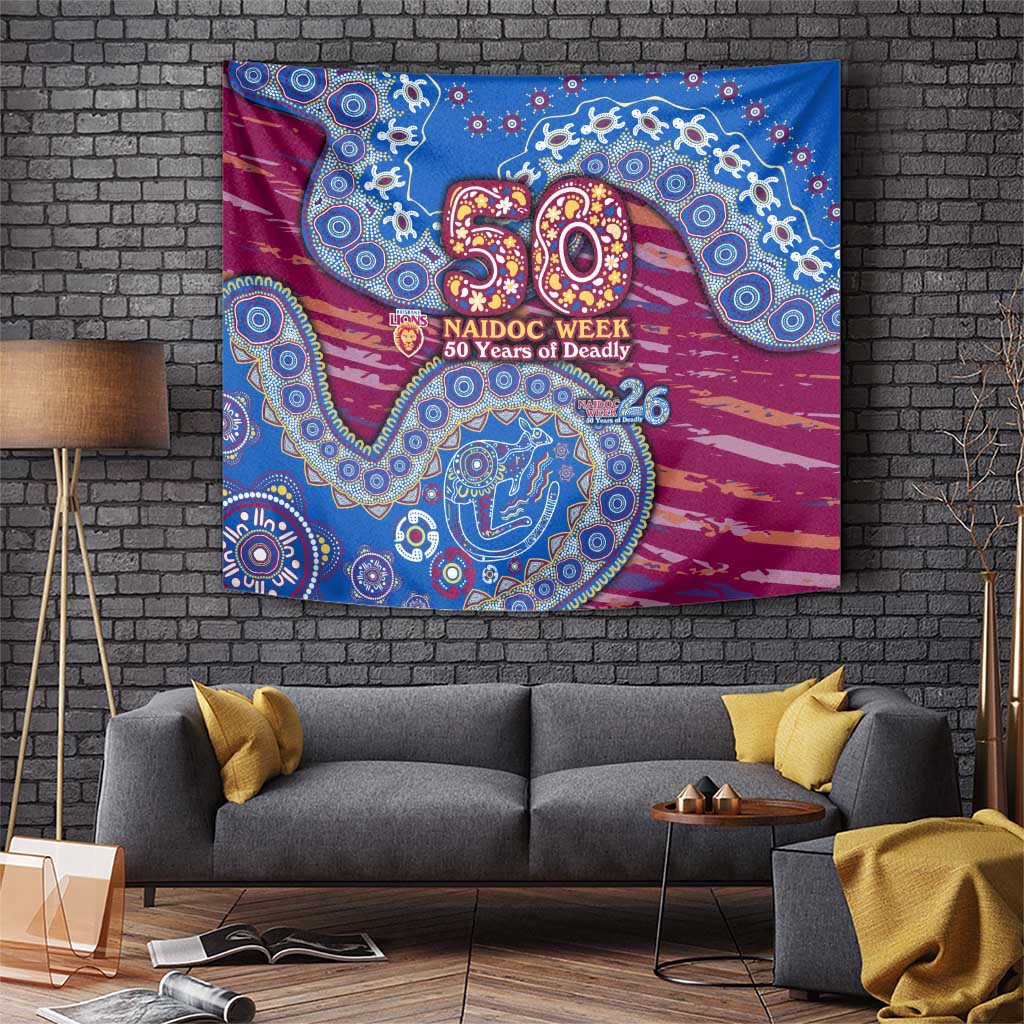 Brisbane Lions NAIDOC Week 2026 Tapestry Australian Aboriginal Dot Art Dreamtime Pattern Style