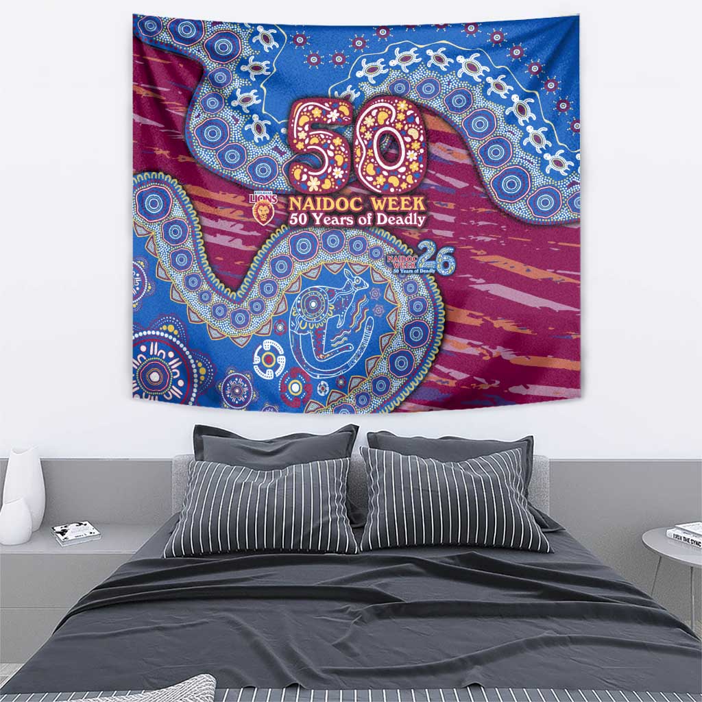 Brisbane Lions NAIDOC Week 2026 Tapestry Australian Aboriginal Dot Art Dreamtime Pattern Style