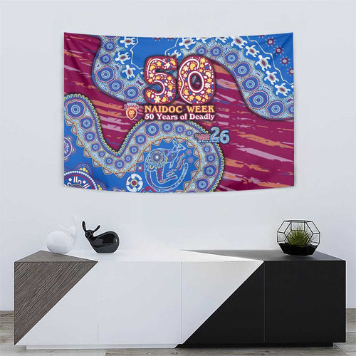 Brisbane Lions NAIDOC Week 2026 Tapestry Australian Aboriginal Dot Art Dreamtime Pattern Style
