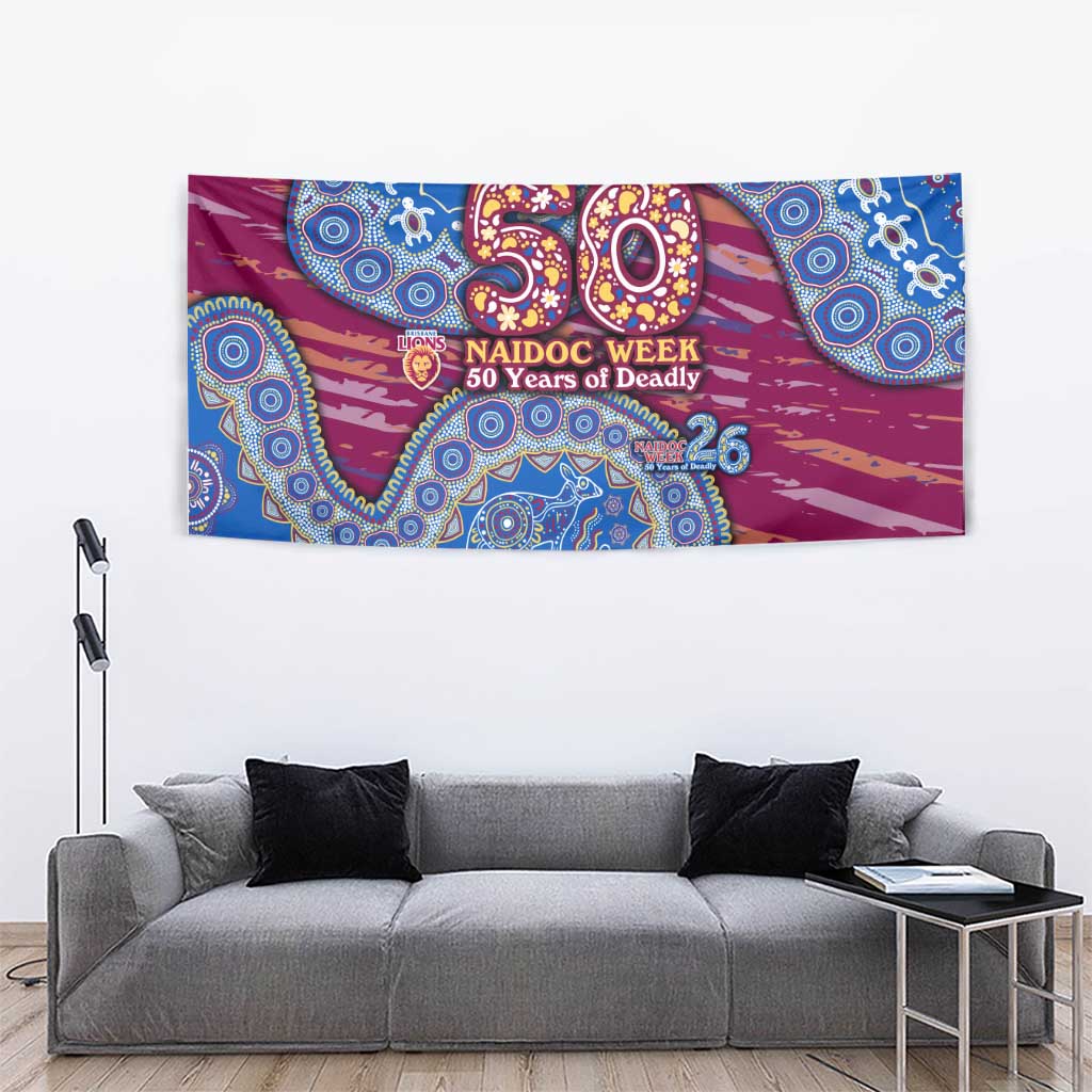 Brisbane Lions NAIDOC Week 2026 Tapestry Australian Aboriginal Dot Art Dreamtime Pattern Style