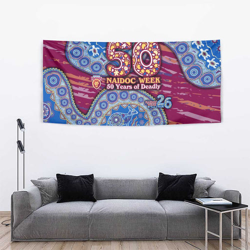 Brisbane Lions NAIDOC Week 2026 Tapestry Australian Aboriginal Dot Art Dreamtime Pattern Style