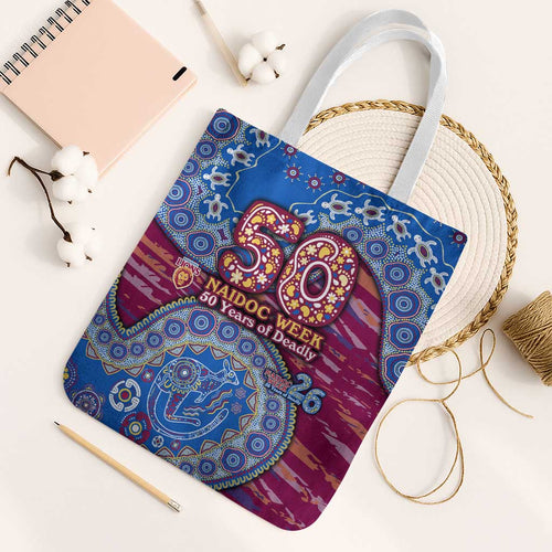 Brisbane Lions NAIDOC Week 2026 Tote Bag Australian Aboriginal Dot Art Dreamtime Pattern Style