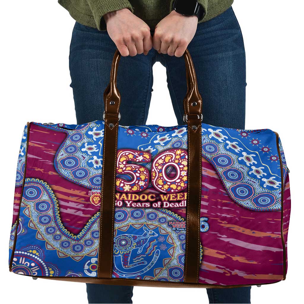 Brisbane Lions NAIDOC Week 2026 Travel Bag Australian Aboriginal Dot Art Dreamtime Pattern Style