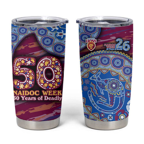 Brisbane Lions NAIDOC Week 2026 Tumbler Cup Australian Aboriginal Dot Art Dreamtime Pattern Style