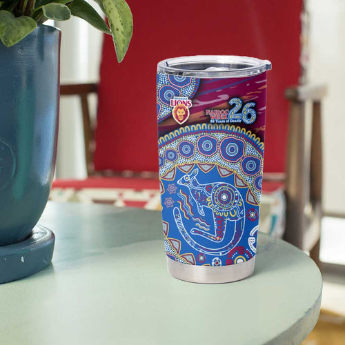 Brisbane Lions NAIDOC Week 2026 Tumbler Cup Australian Aboriginal Dot Art Dreamtime Pattern Style