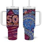 Brisbane Lions NAIDOC Week 2026 Tumbler With Handle Australian Aboriginal Dot Art Dreamtime Pattern Style