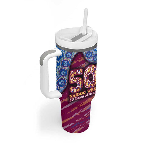 Brisbane Lions NAIDOC Week 2026 Tumbler With Handle Australian Aboriginal Dot Art Dreamtime Pattern Style