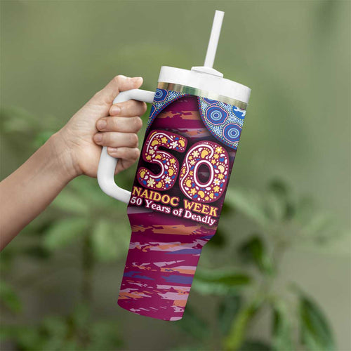 Brisbane Lions NAIDOC Week 2026 Tumbler With Handle Australian Aboriginal Dot Art Dreamtime Pattern Style