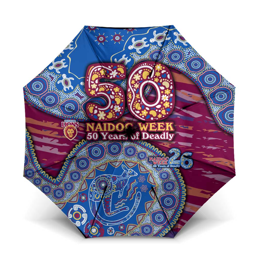 Brisbane Lions NAIDOC Week 2026 Umbrella Australian Aboriginal Dot Art Dreamtime Pattern Style