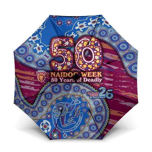Brisbane Lions NAIDOC Week 2026 Umbrella Australian Aboriginal Dot Art Dreamtime Pattern Style