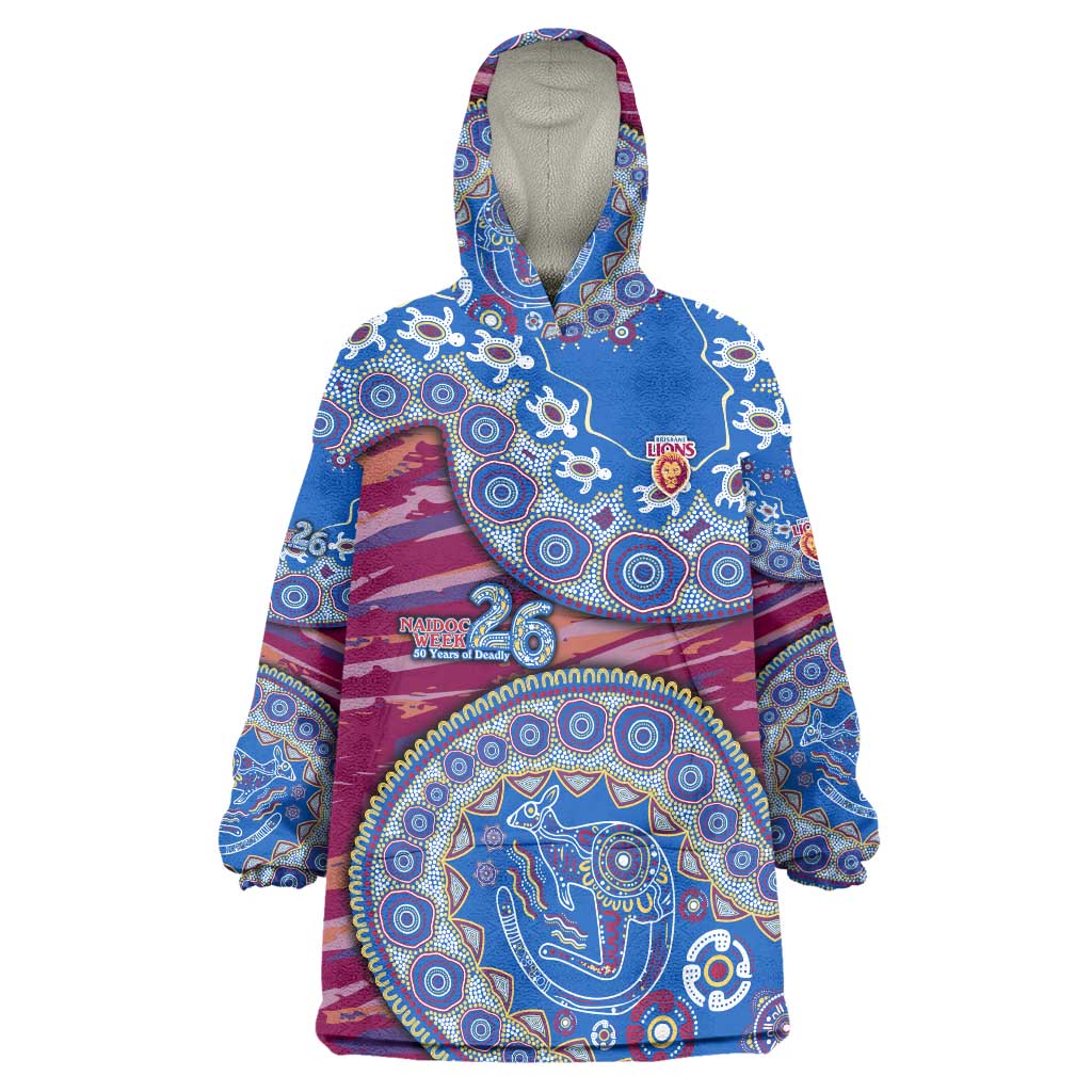Brisbane Lions NAIDOC Week 2026 Wearable Blanket Hoodie Australian Aboriginal Dot Art Dreamtime Pattern Style